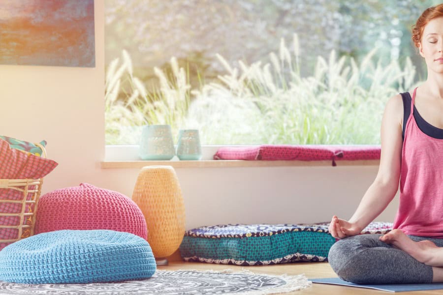 inviting yoga corner in home