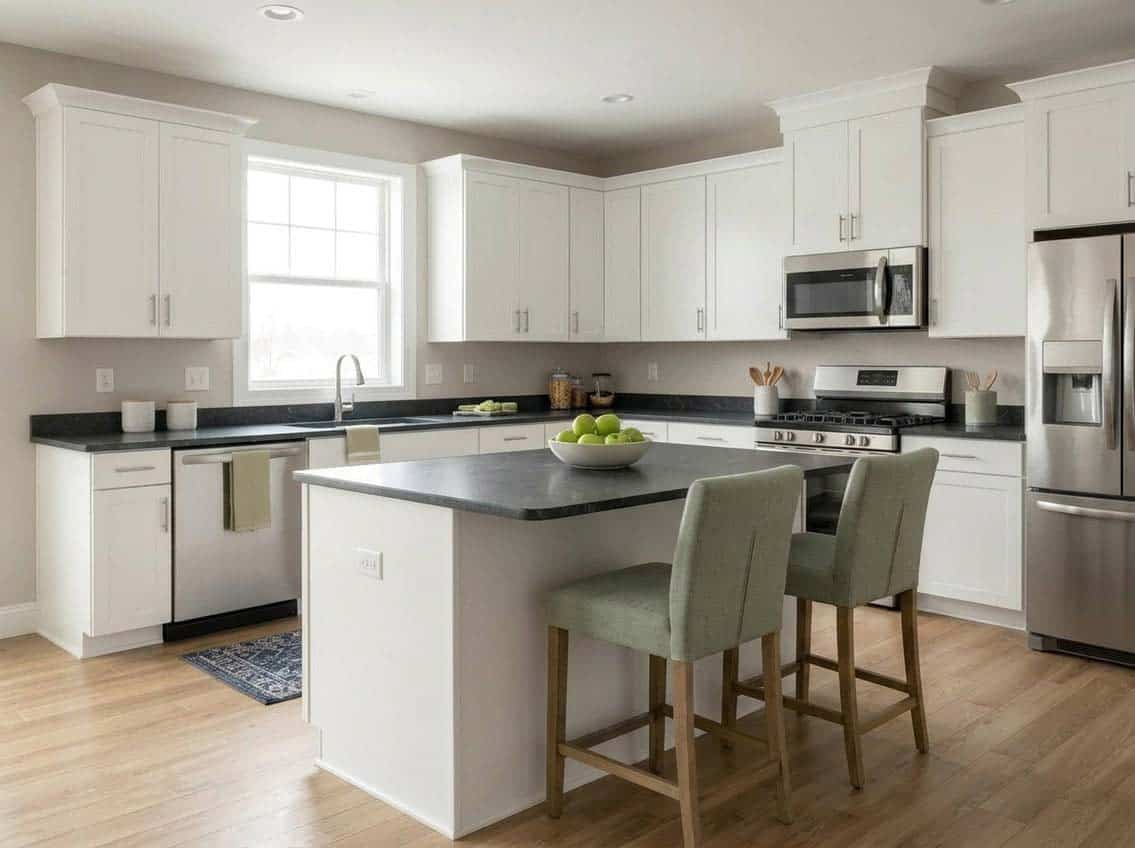 kitchen with toasty gray paint