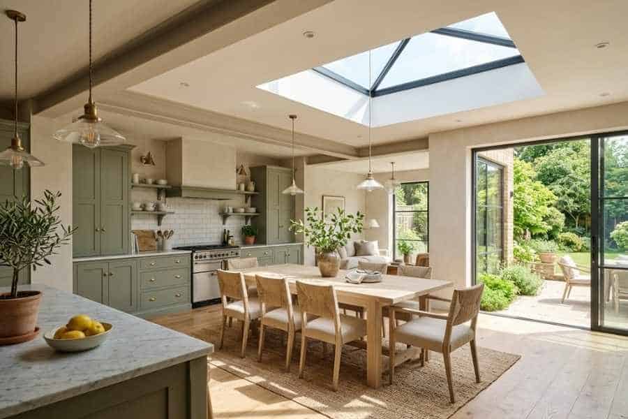 large roof lantern kitchen addition daylight hdr