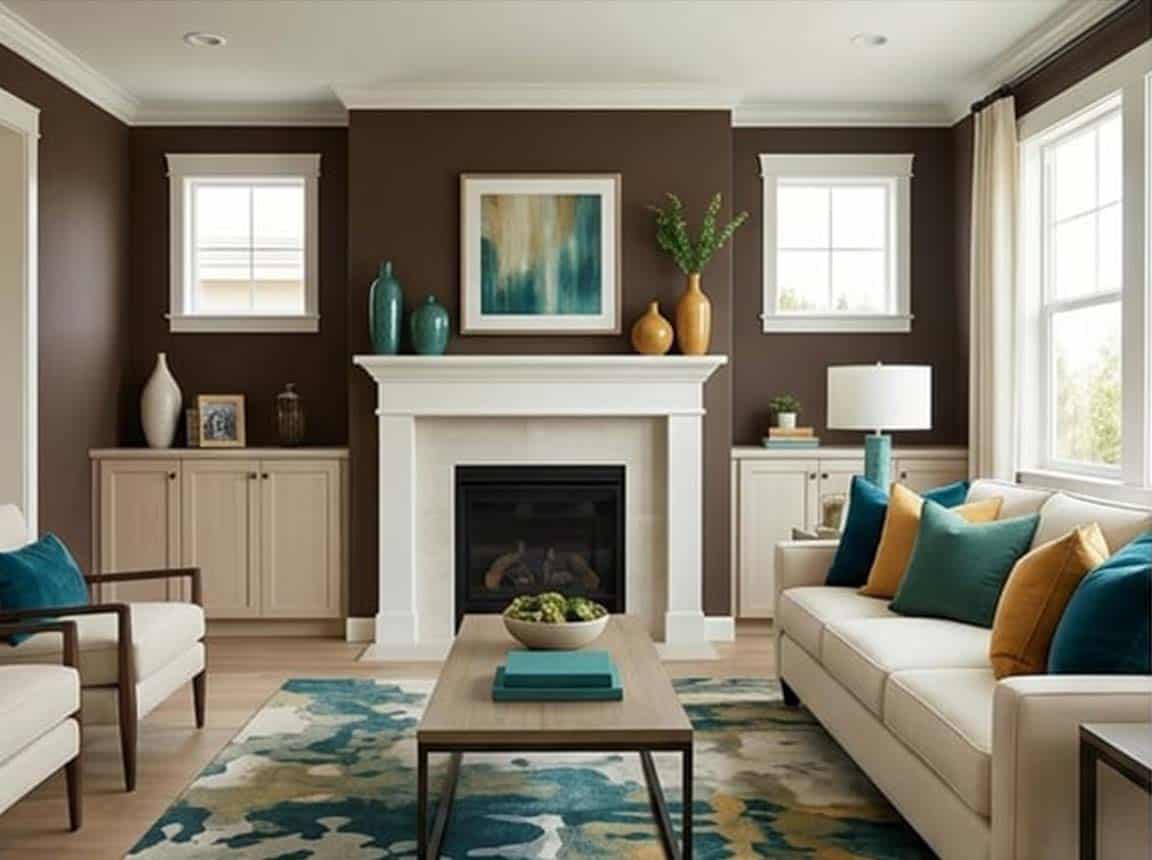 living room with turkish coffee color