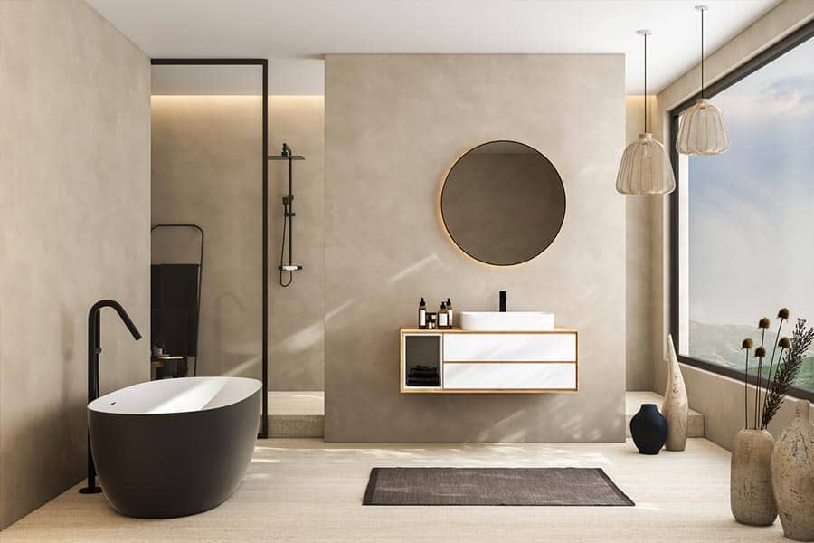 minimalist spa like bathroom