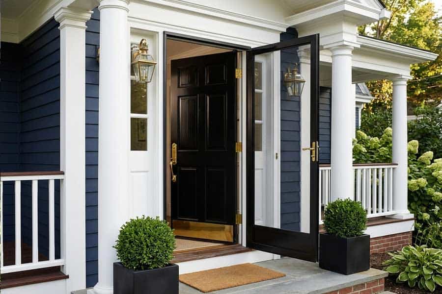navy-colonial-retractable-screen-front-entry-door navy colonial retractable screen front entry door