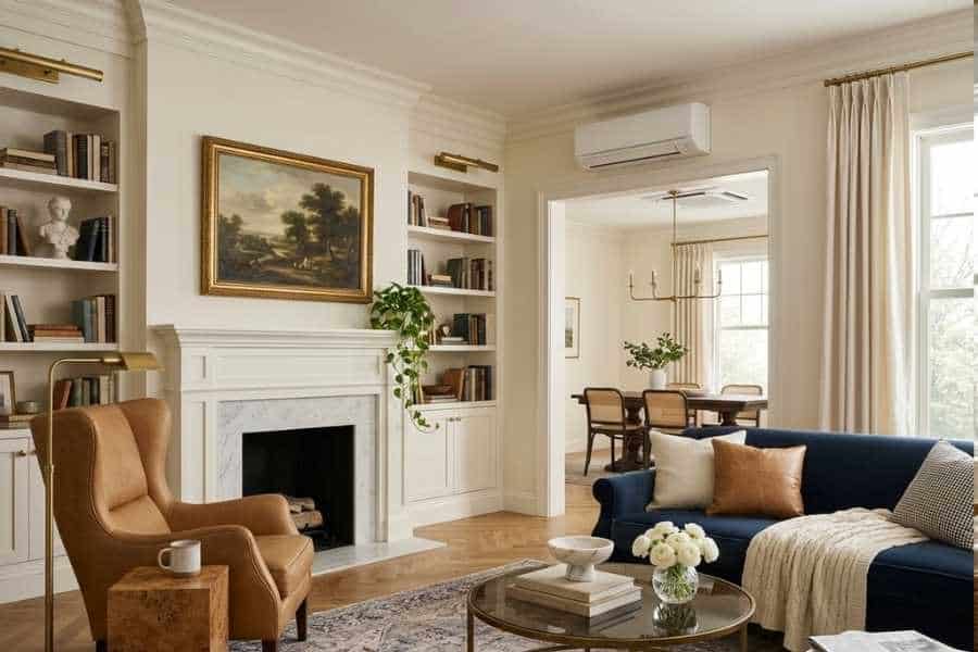 navy-transitional-living-room-mini-split navy transitional living room mini split