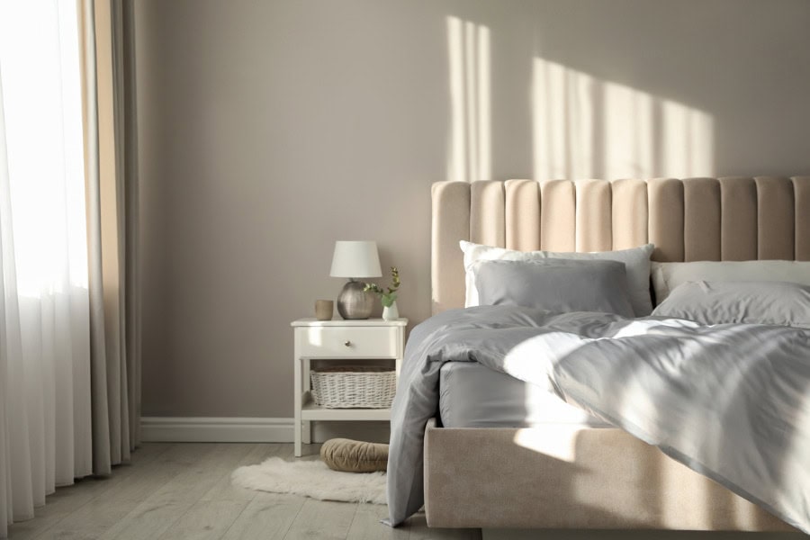 neutral painted bedroom walls