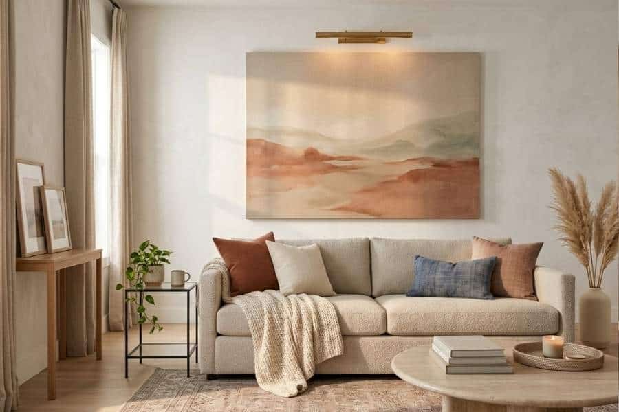 oversized canvas art above sofa