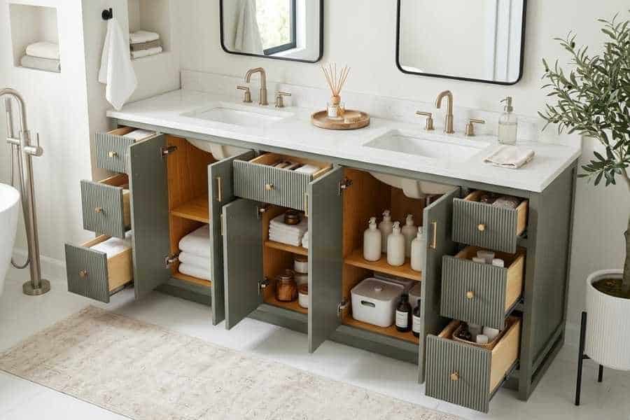 dark green bath vanity ex