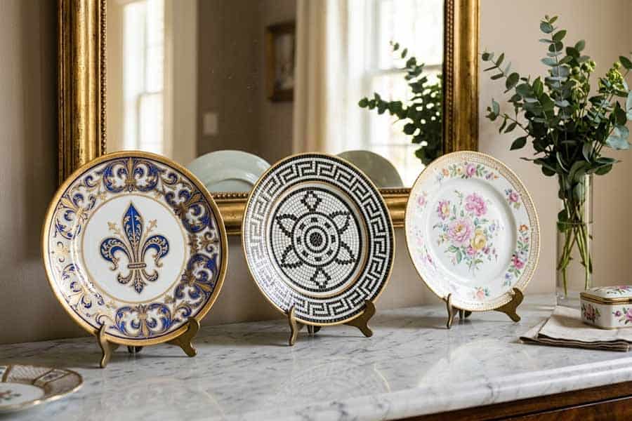 porcelain-plate-console-vignette porcelain plate console vignette