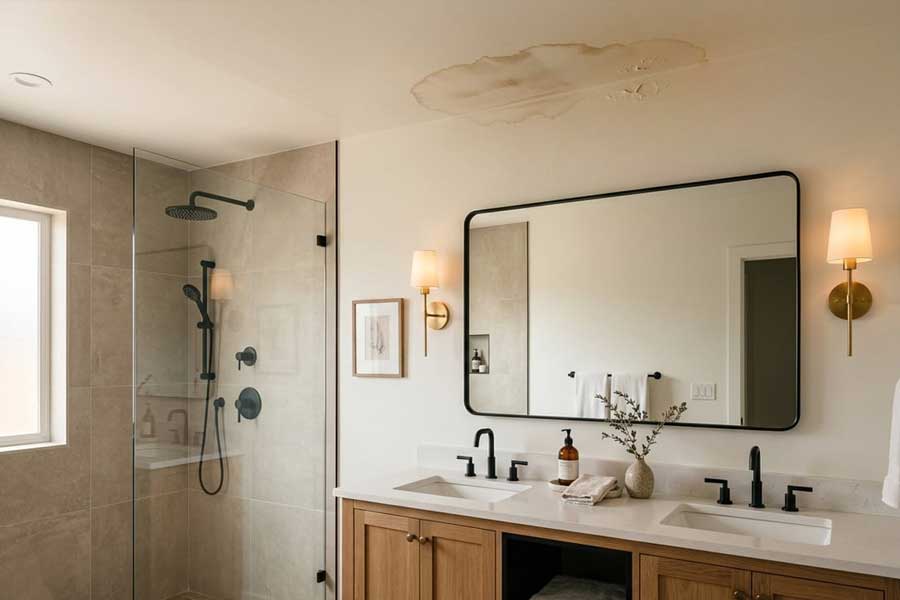 primary bathroom ceiling water leak