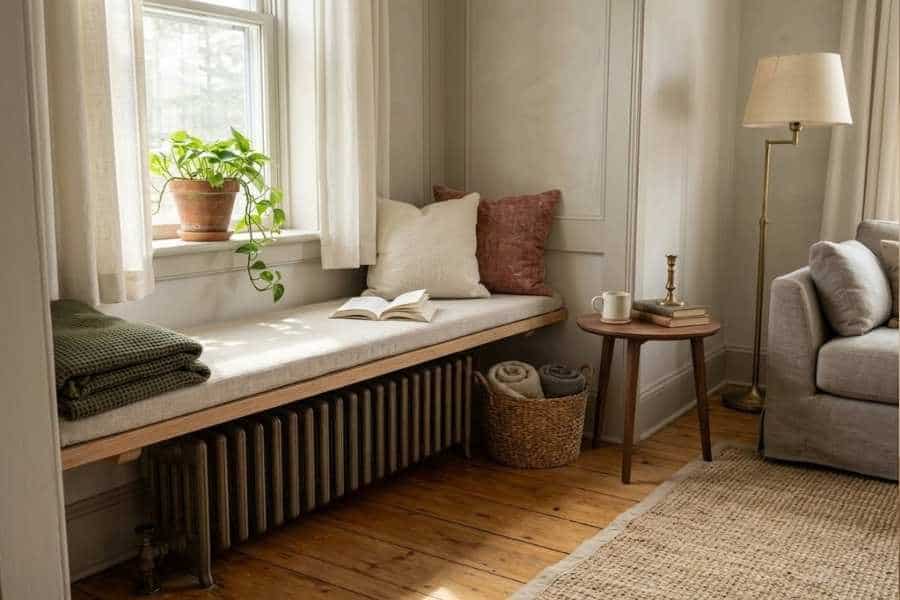 radiator bench reading nook under window