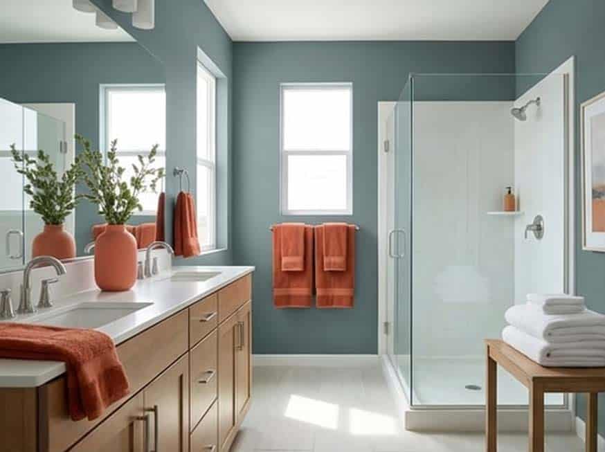 riverway in bathroom with accent color
