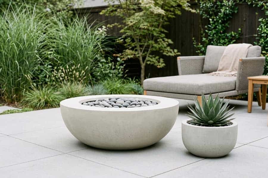 sculptural modern firebowl daytime