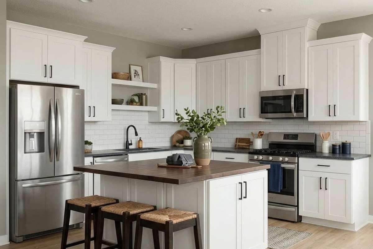 sw gray matters painted kitchen