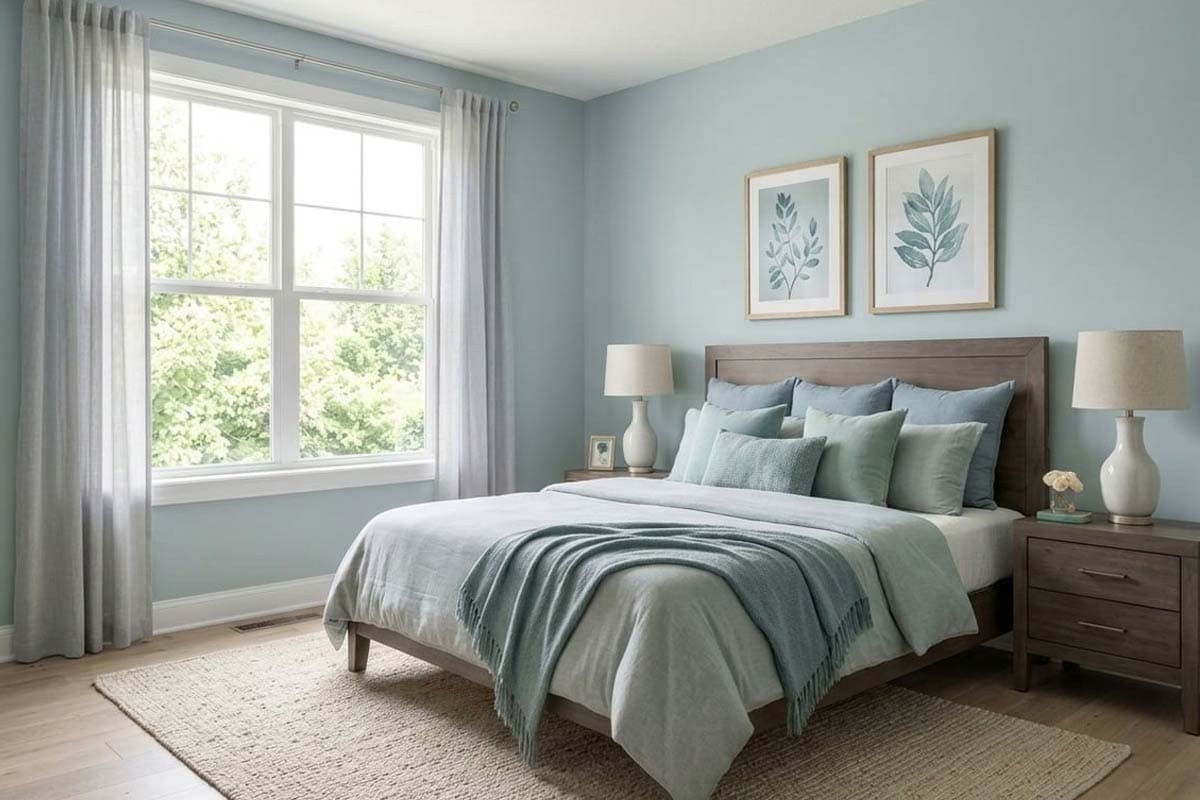 sw-sleepy-blue-painted-bedroom-walls sw sleepy blue painted bedroom walls
