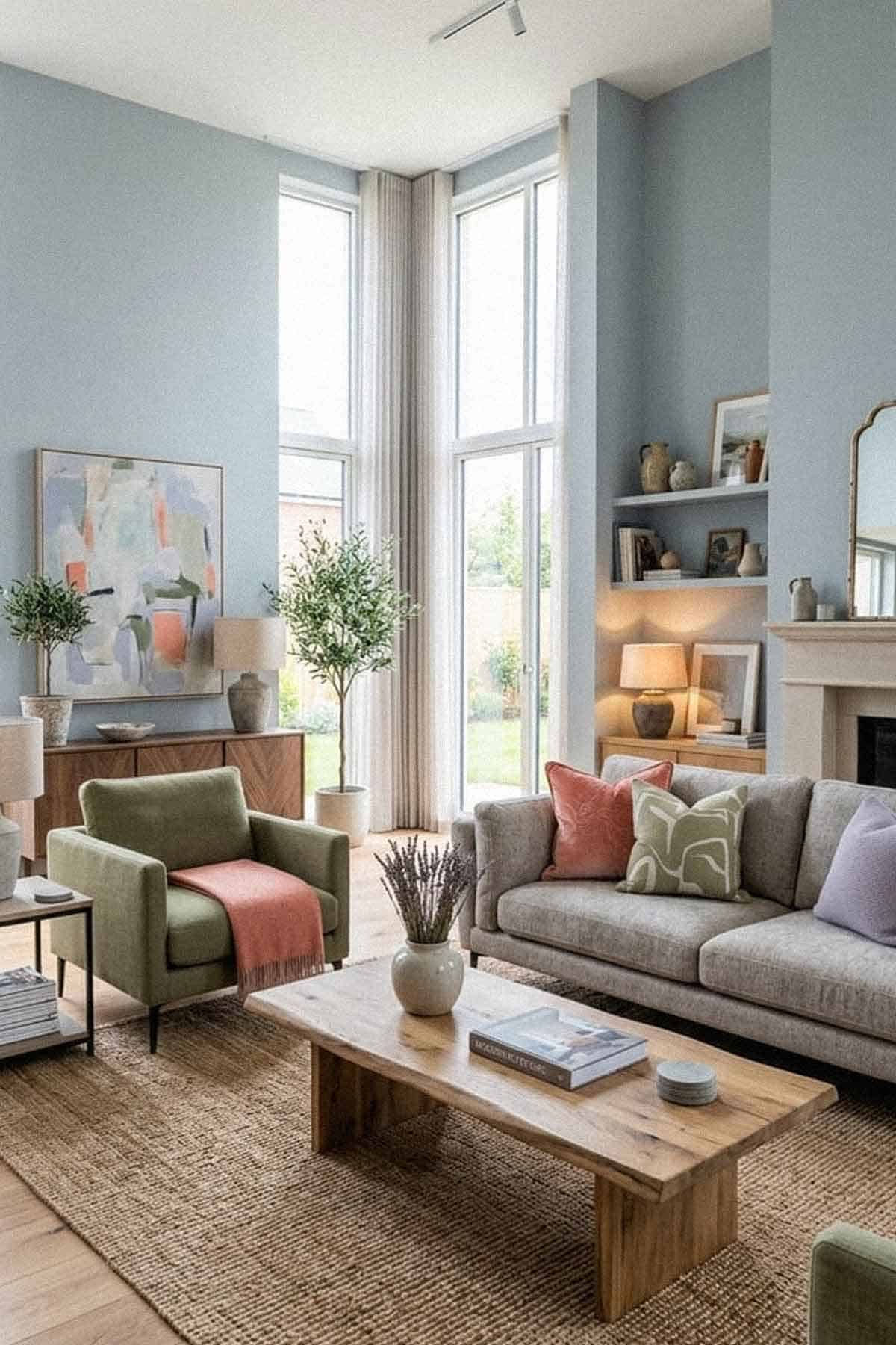 sw upward in tall living room