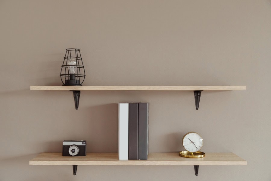 wall shelves decluttered