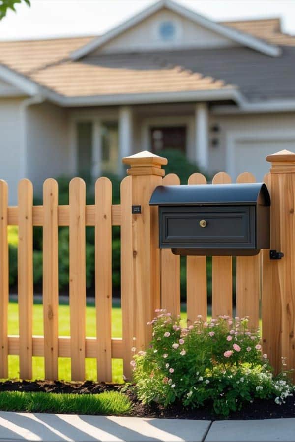 wood fence mailbox